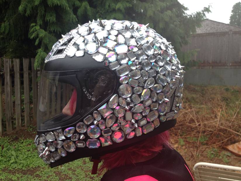 blinged out motorcycle helmets Custom Bling Black Rhinestones DOT Approved Half Helmet wit  The Bling Lab Rhinestone helmet DIY project with