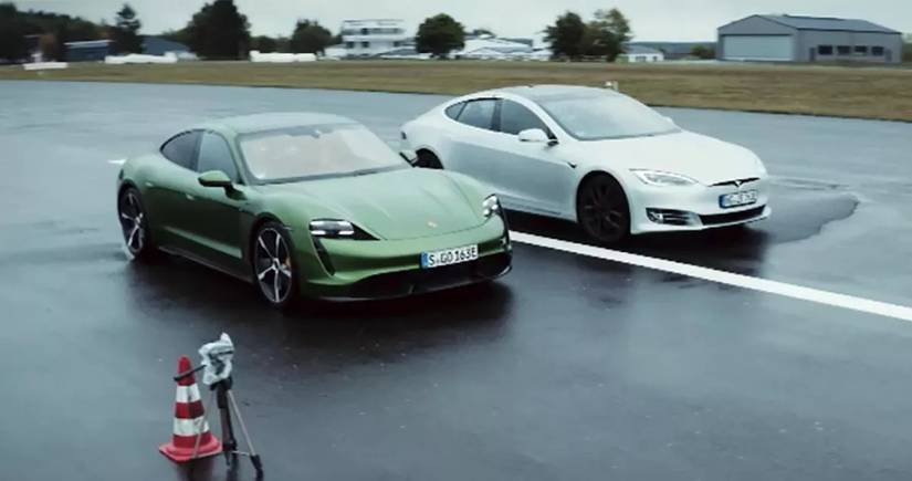 Race For Pink Slips? Porsche Taycan Turbo S Crushes Tesla Model S P100D ...