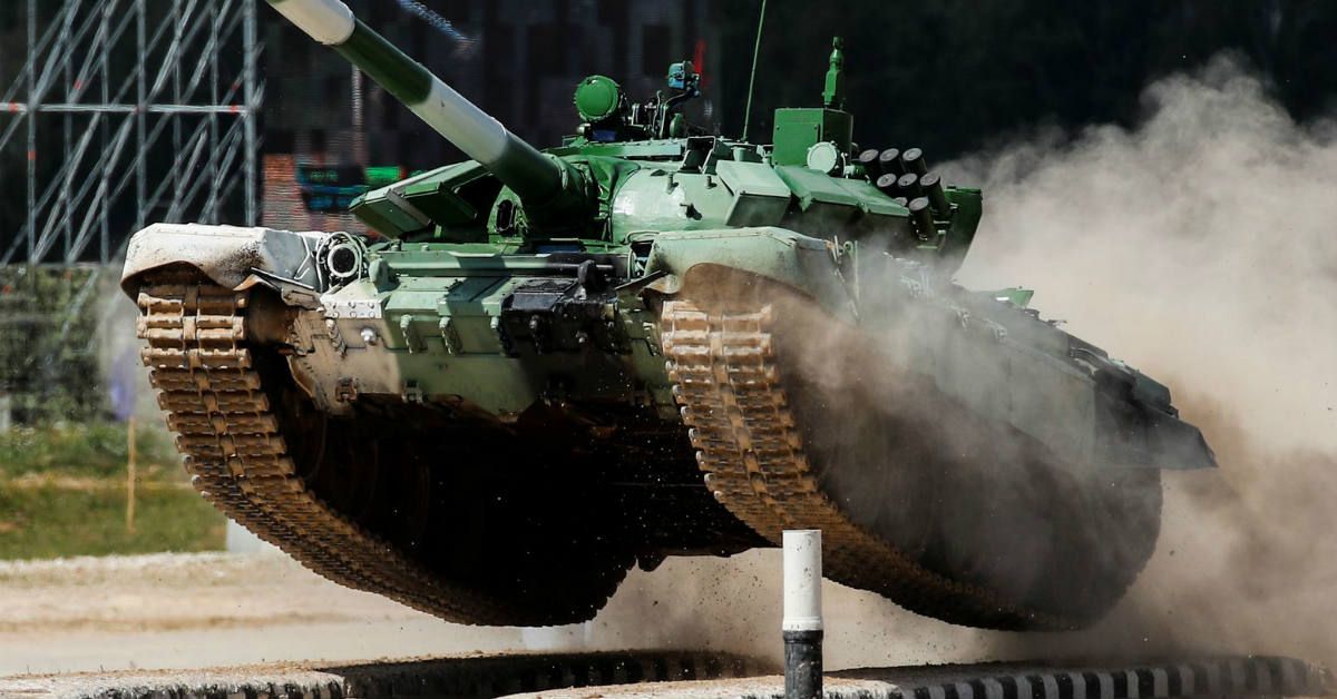 Military Armored Tank Moving At A High Rate Of Speed With Motion