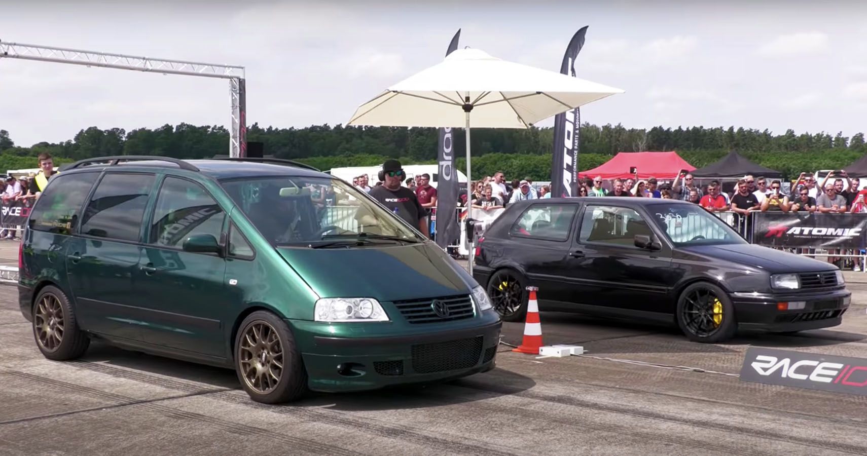 Watch This Hilarious Flame Spitting Minivan Dominate The Strip