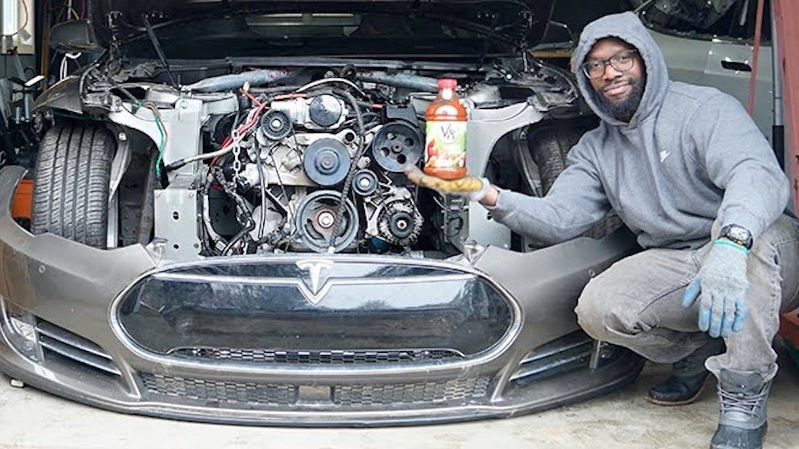 Despite The Haters, This V8-Swapped Tesla Model S Is Progressing Smoothly