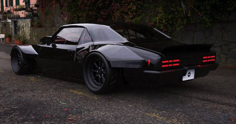Firebird Wide Body Rendering Blacked-Out Widebody Pontiac Firebird Has Power To Match Its Aggressive ...