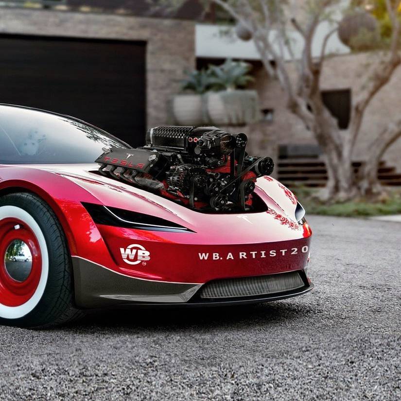 Tesla Roadster Gets ‘Integrated' LS Engine For Stunning Hot Rod Makeover
