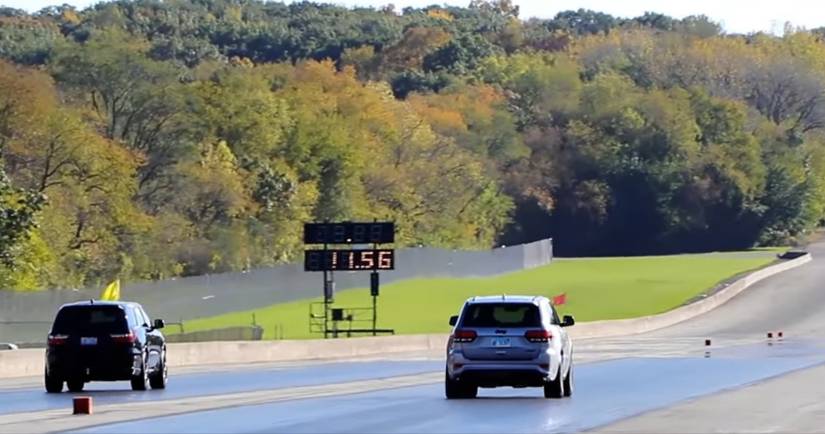 Family Fued: Husband And Wife Drag Race In Jeep Trackhawk Vs Dodge ...
