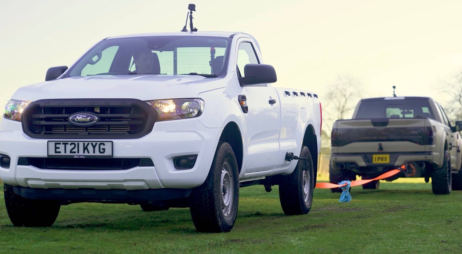 Watch This Epic Ford Pickup Tug-Of-War Between A F-150 Raptor And Ranger