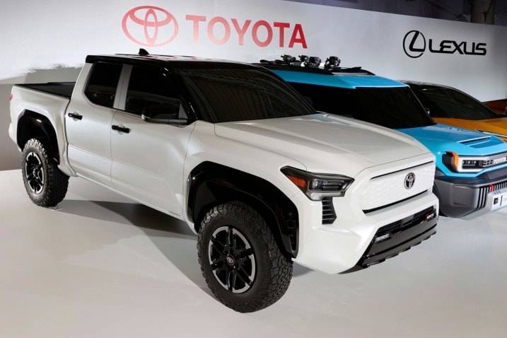 The Toyota Tacoma EV showcasing a bold and futuristic front design