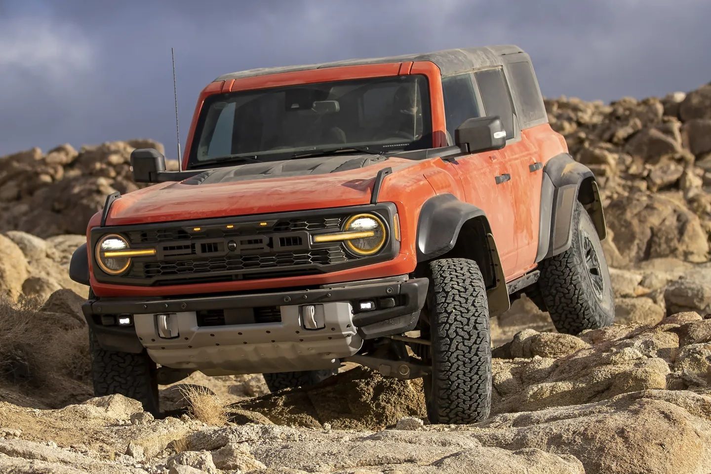 2022 Ford Bronco, red, front quarter view off road