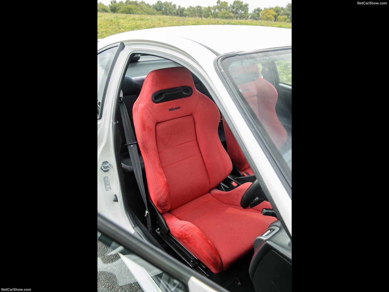 Acura Integra seat, red, view from outside