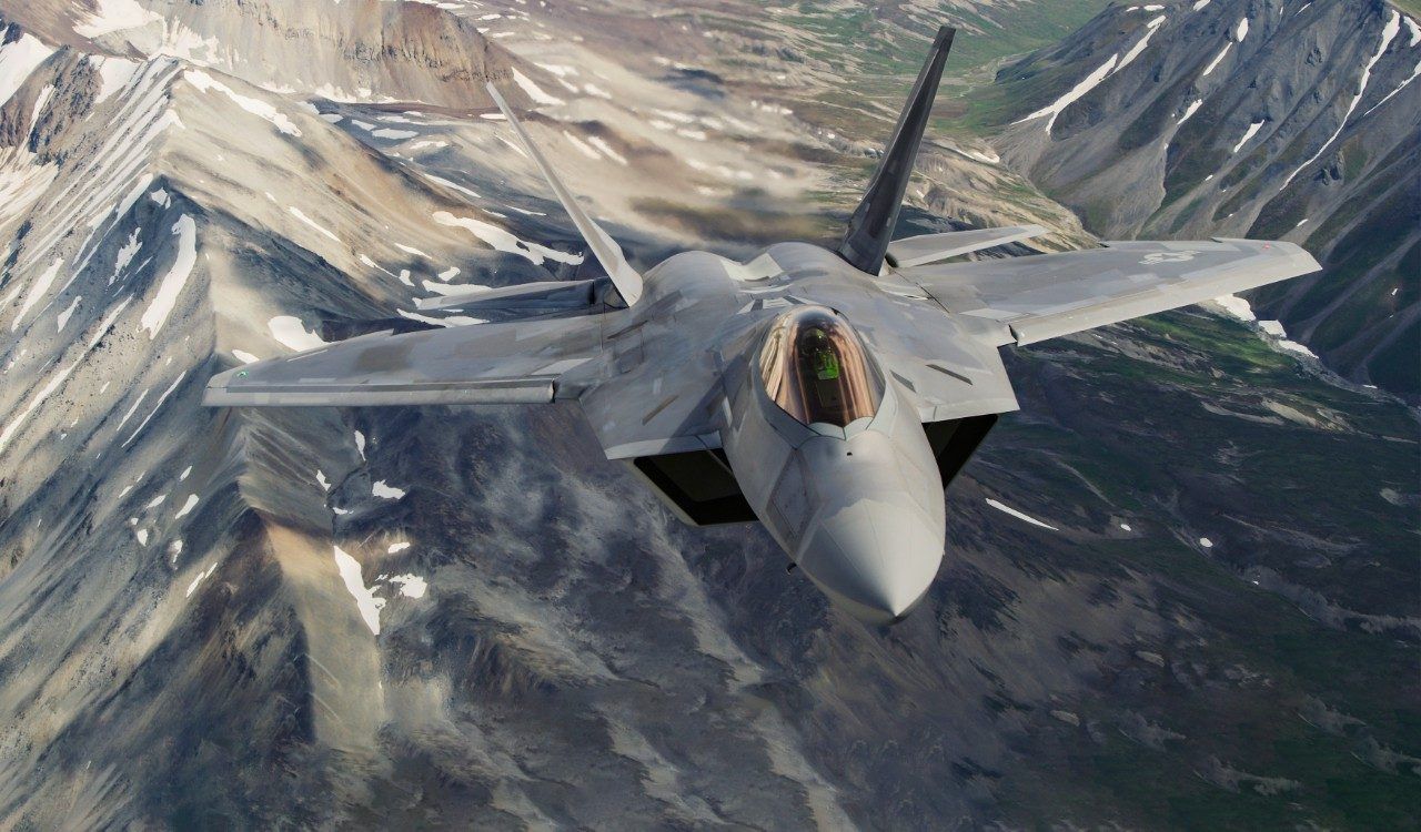 F-22 Raptor fighter jet, front