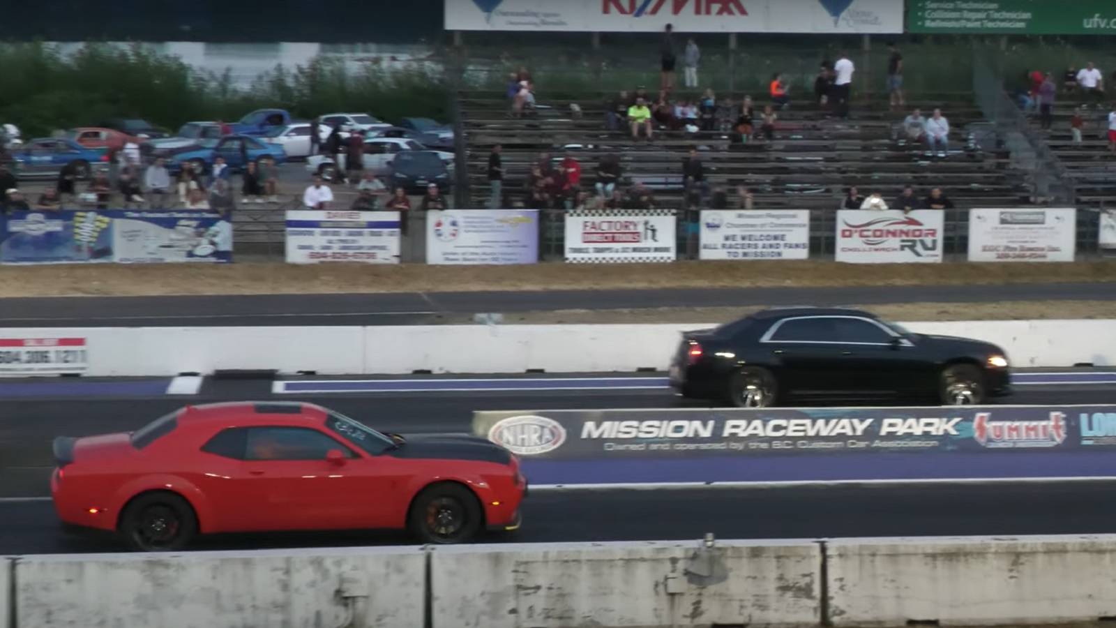 Watch The Dodge Challenger Hellcat Show A Chrysler 300 SRT8 Why It's ...