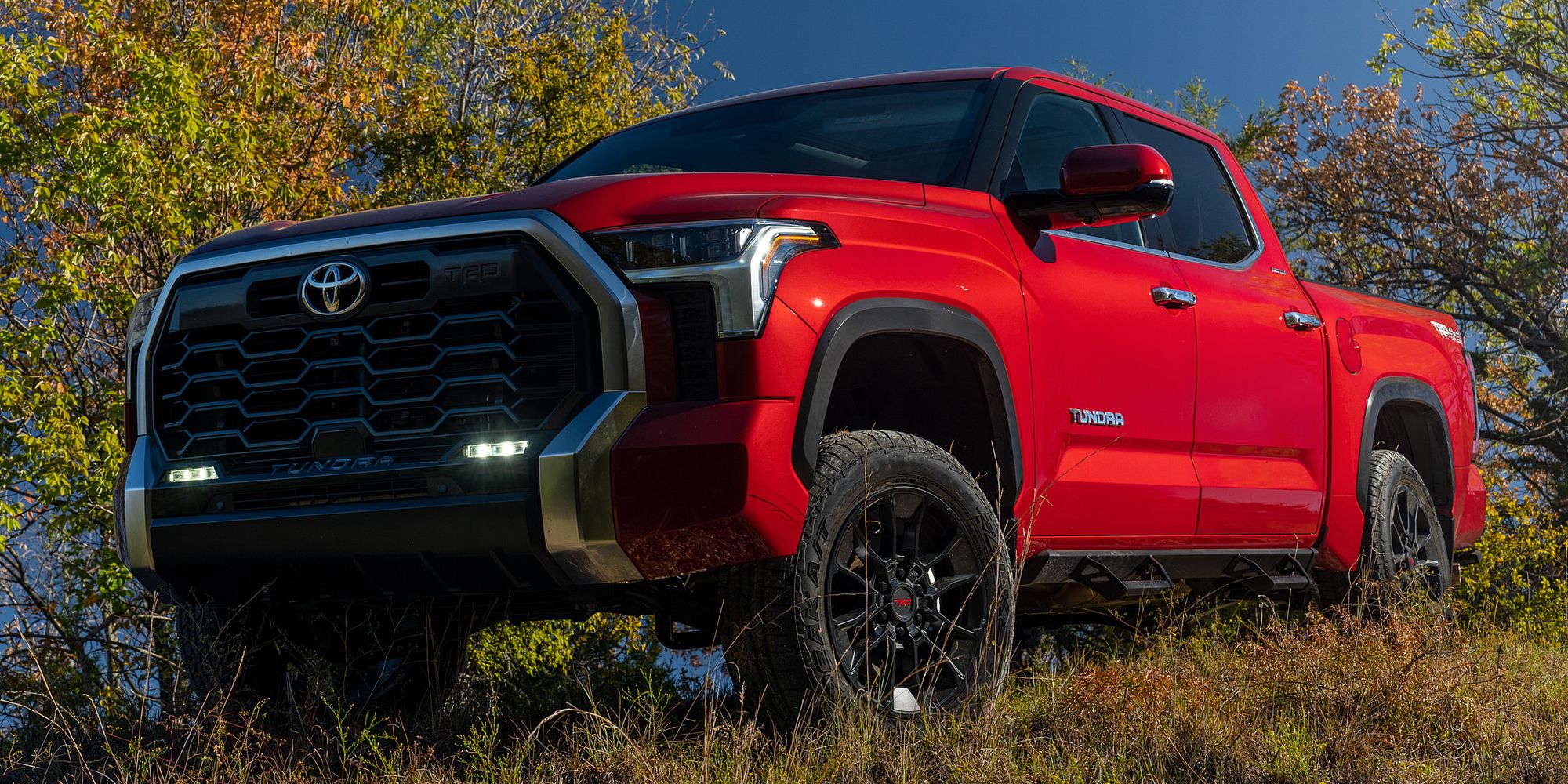 2023 Toyota Tundra Lift Kit Front Quarter Supersonic Red
