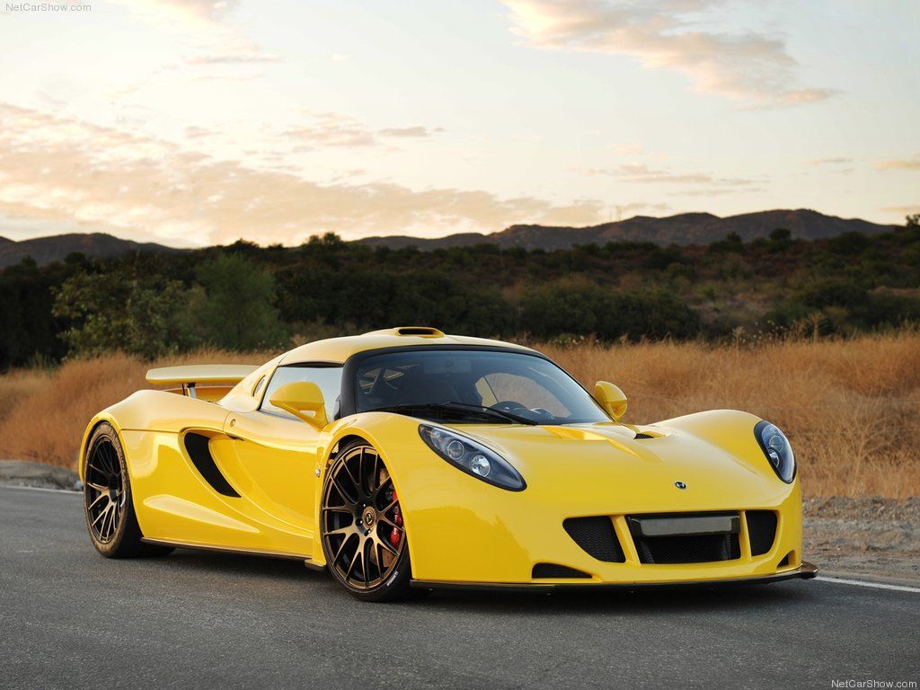 Yellow Hennessey Venom GT - yellow hypercar parked