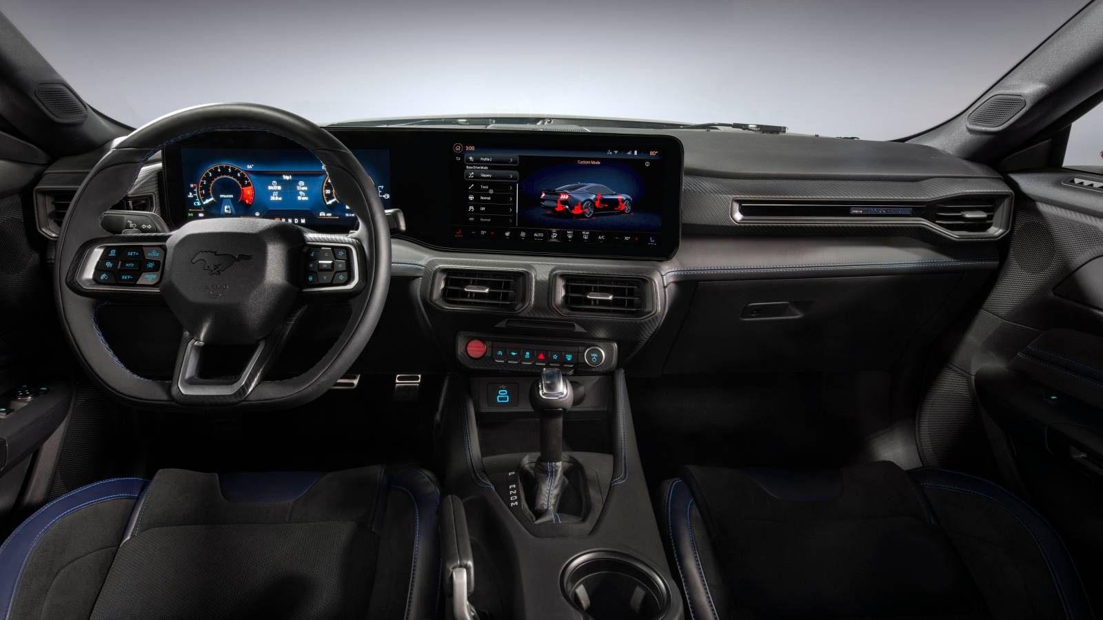 Garniture Intérieure En Fibre De Carbone Pour Ford Mustang GT/EcoBoost/Dark Horse 2024-2025 - Panneaux Porte Et Haut-parleur, Noir Carbone