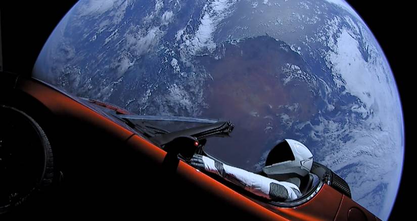 Space Car Model This Is Where The Tesla Roadster Really Is Five Years Since Launch Into ...