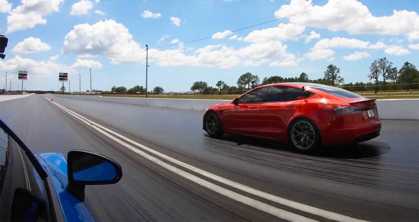 Watch This Twin-Turbo Audi R8 Put A Tesla Model S Plaid In Its Place
