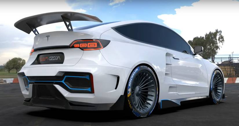 Tesla Model Y Performance Rear View The Tesla Model Y Gets An Extreme Digital Makeover, Loses 2 Doors
