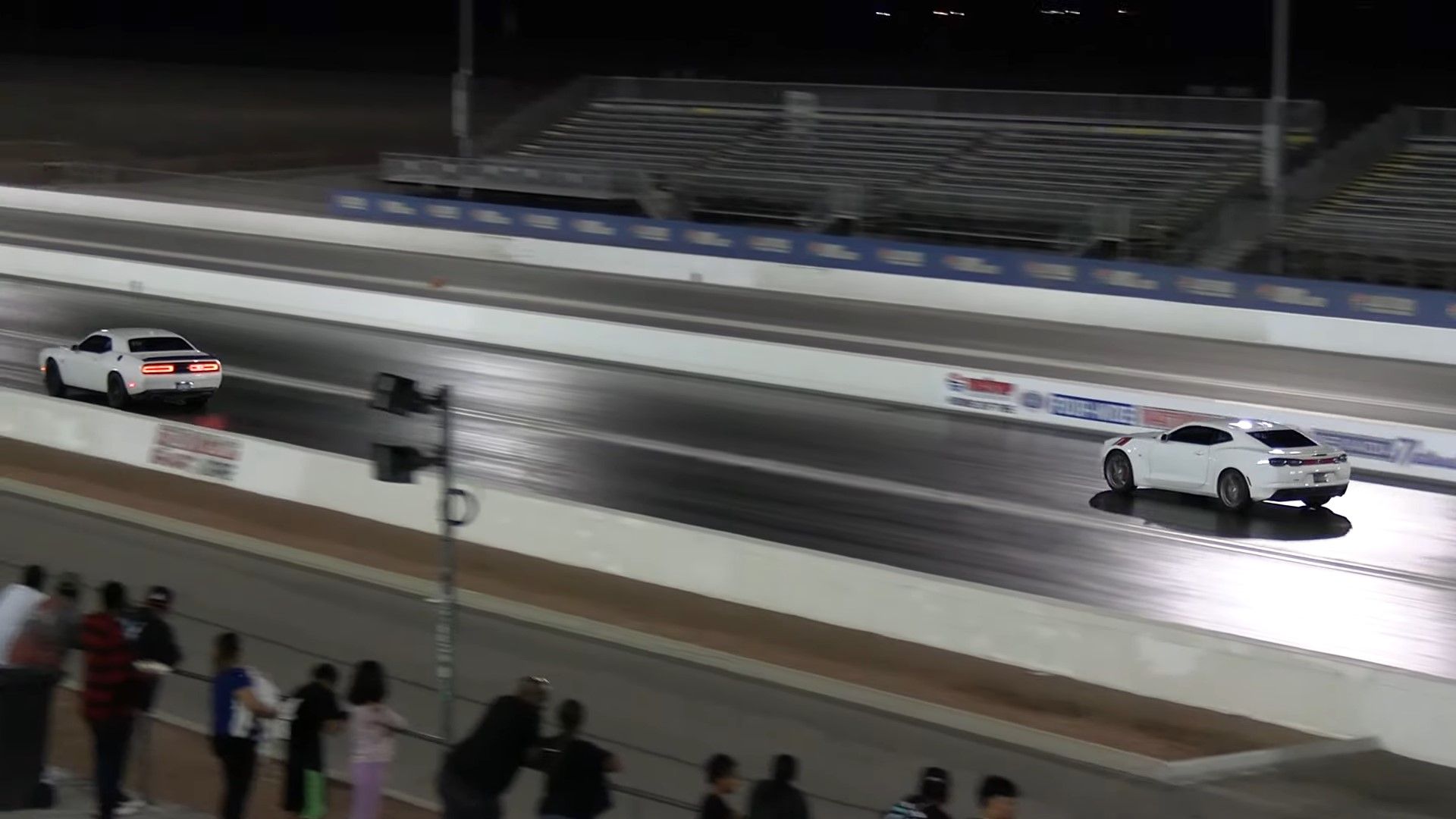 Dodge Challengers And Chevy Camaros Go Out With A Bang At The Drag Strip