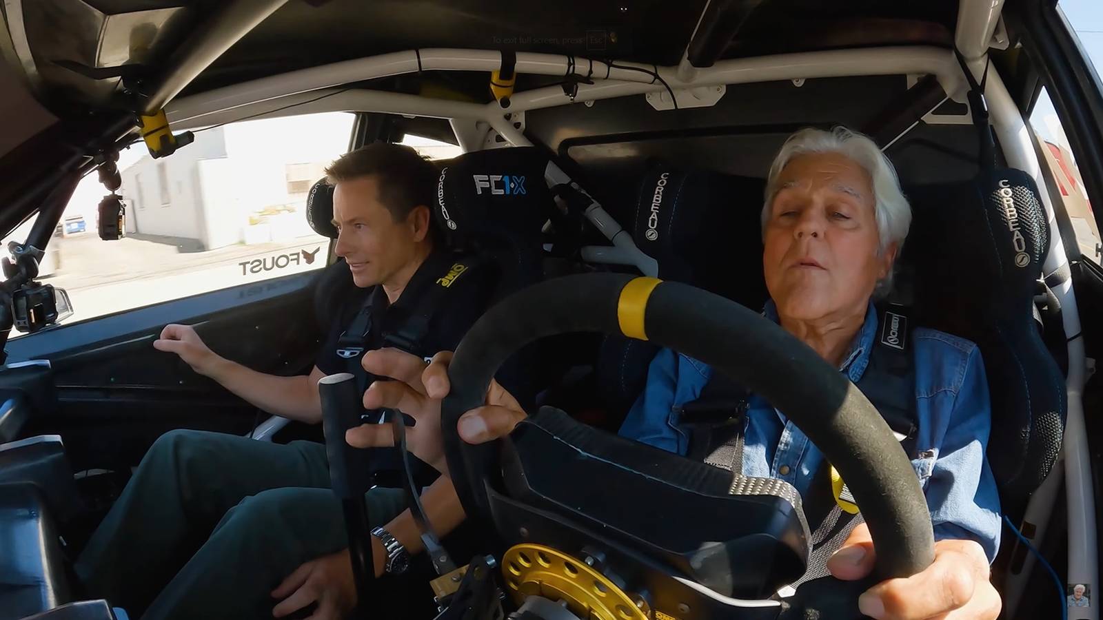 Jay Leno Rips Hand Brake Turns With Tanner Foust In 1,085 Hp Nitrocross EV