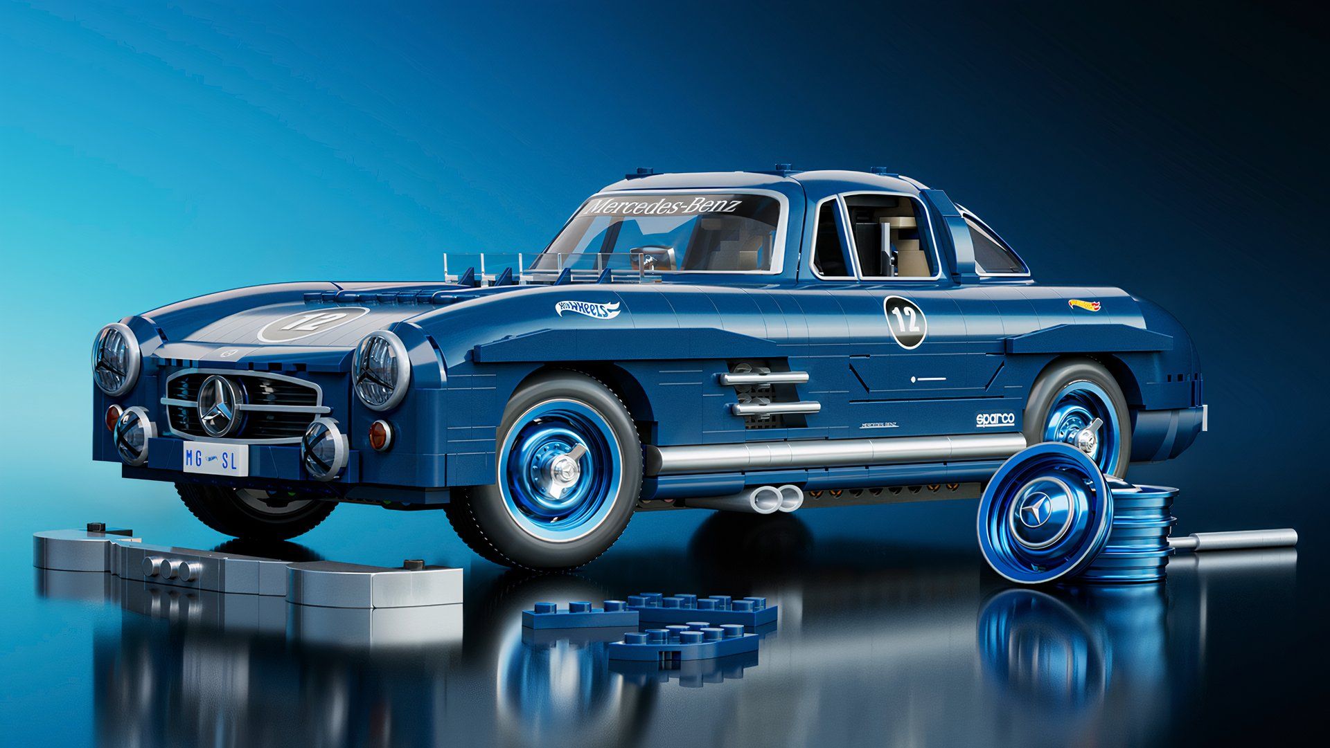Mercedes 300 SL Roadster 1/43 – Kit Monté Provence Moulage, Bleue, Boîte Incluse