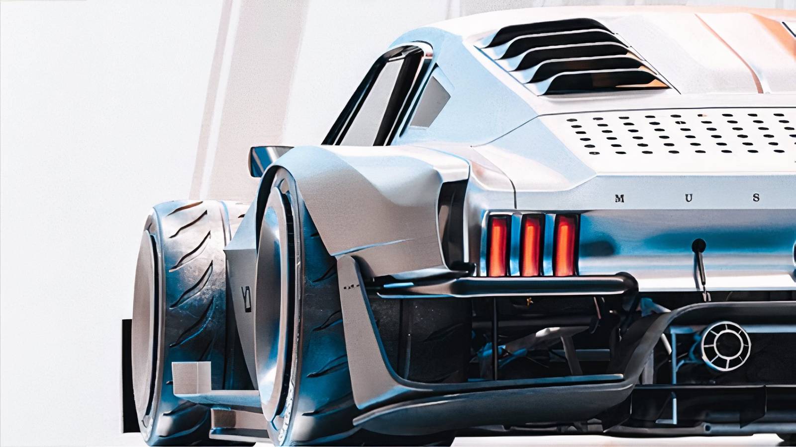 Car Rendering From Rear Bottom Render Artist Turns Classic Mustang Into Apocalyptic Supercar