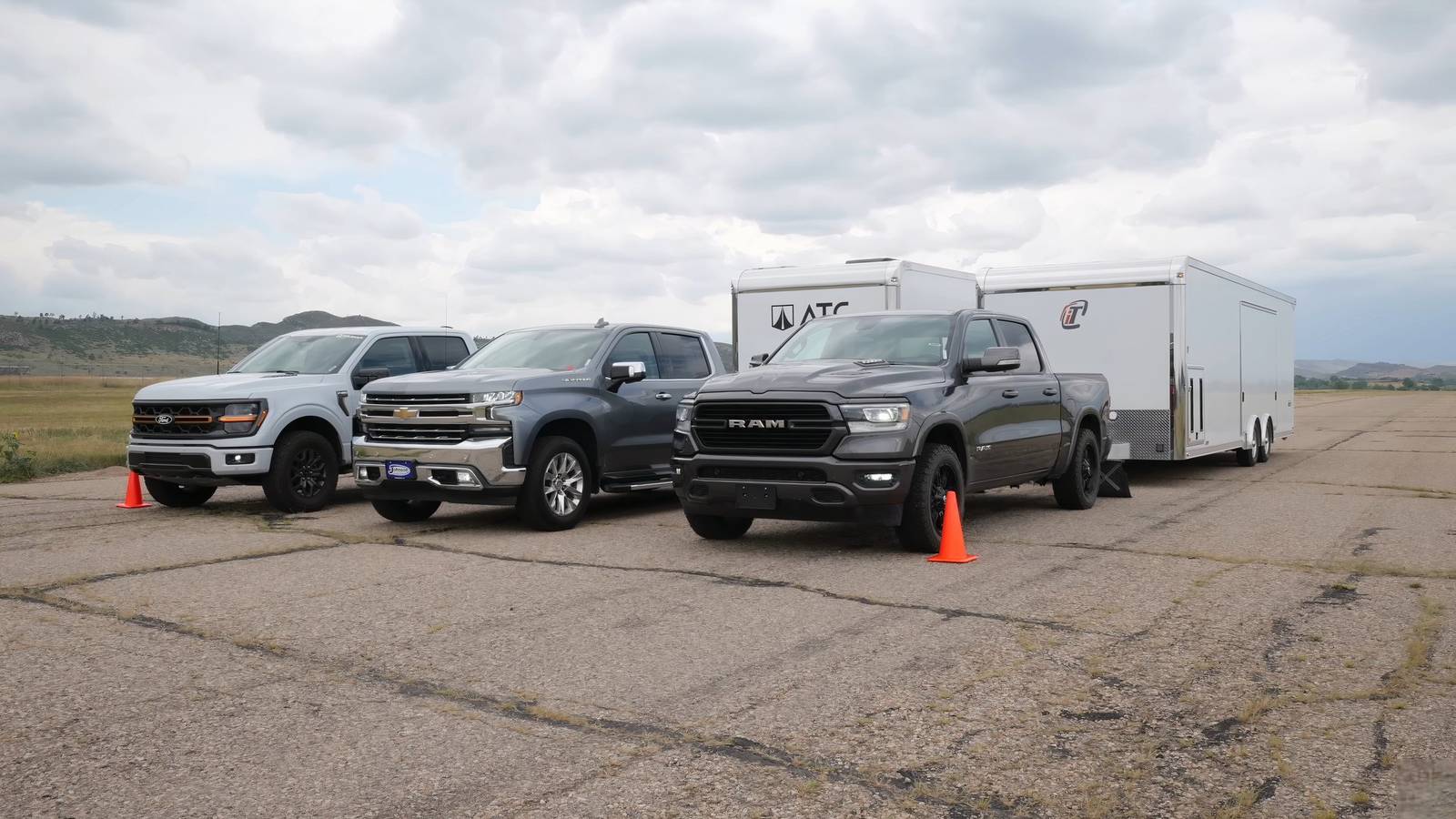 V8 Truck Drag Race: Ram, Chevy, and Ford Towing Showdown