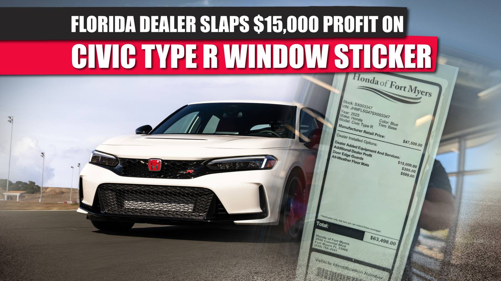 Honda Civic Type R Window Sticker Shows $15,000 Dealer Profit