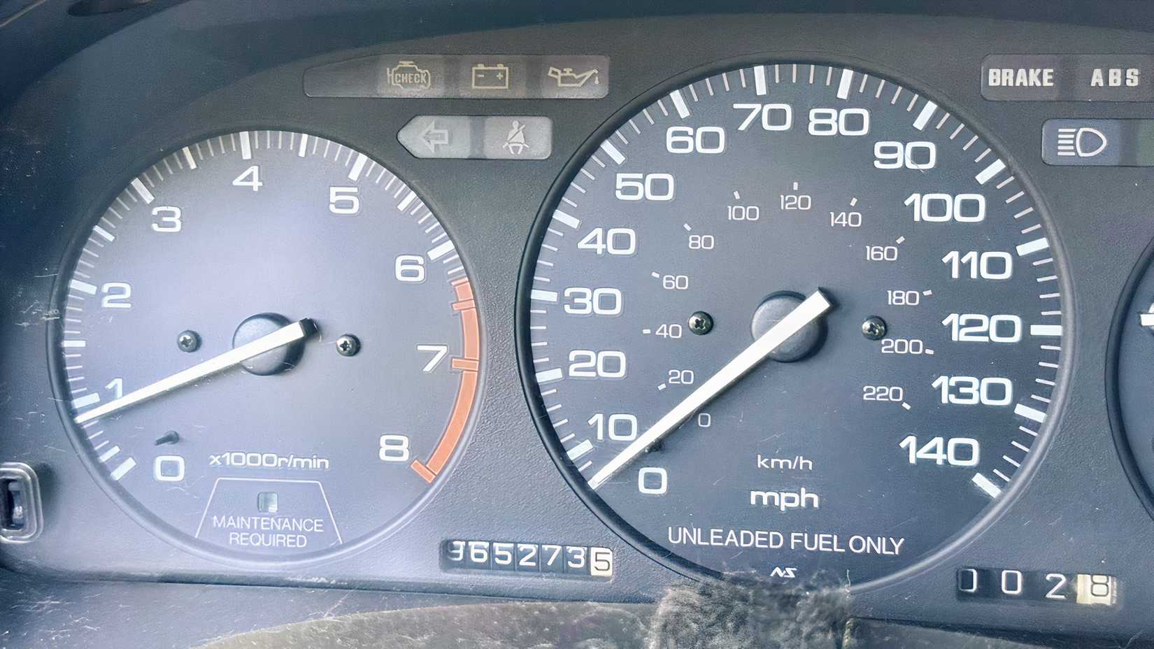1992 Honda Accord Wagon with 965000 miles gauges and odometer