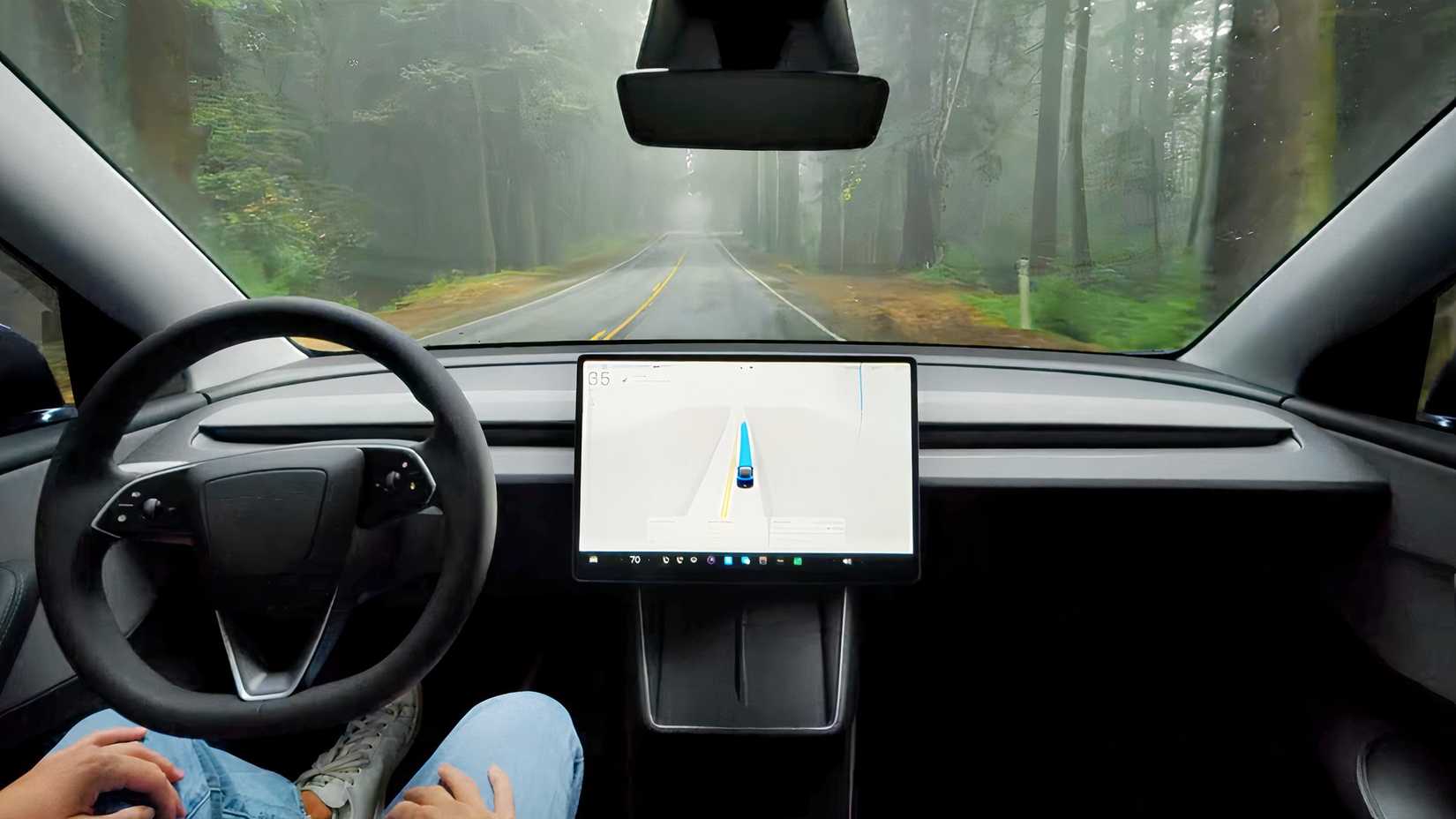 Tesla Model Y Interior With All touchscreen Dashboard