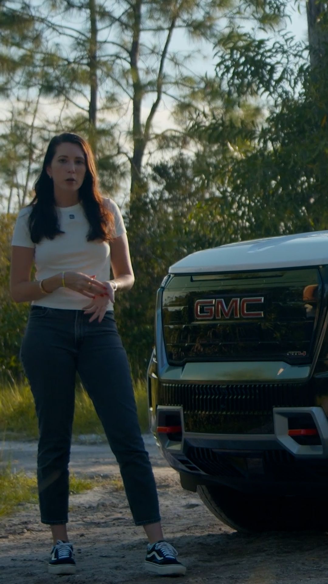 Amanda Cline Checks The 2026 GMC Sierra AT4 EV For Drive Vibes Amanda Cline 2026 Gmc Sierra At4 Ev Review Amanda S Drive Vibes 