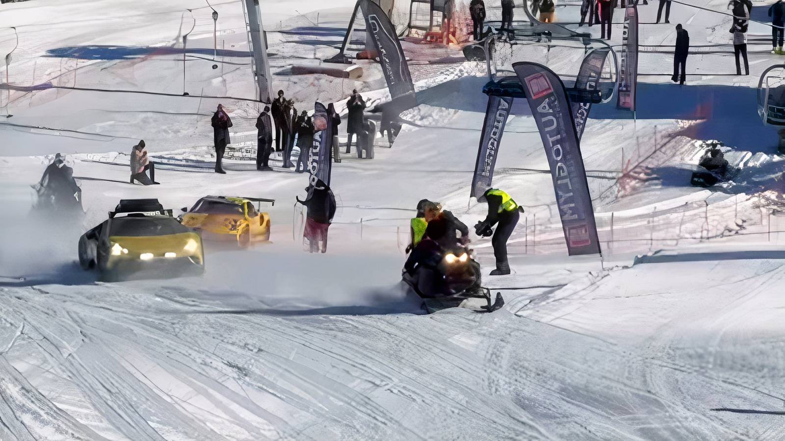 SLS Rally Drag Races Supercars Up A Ski Slope