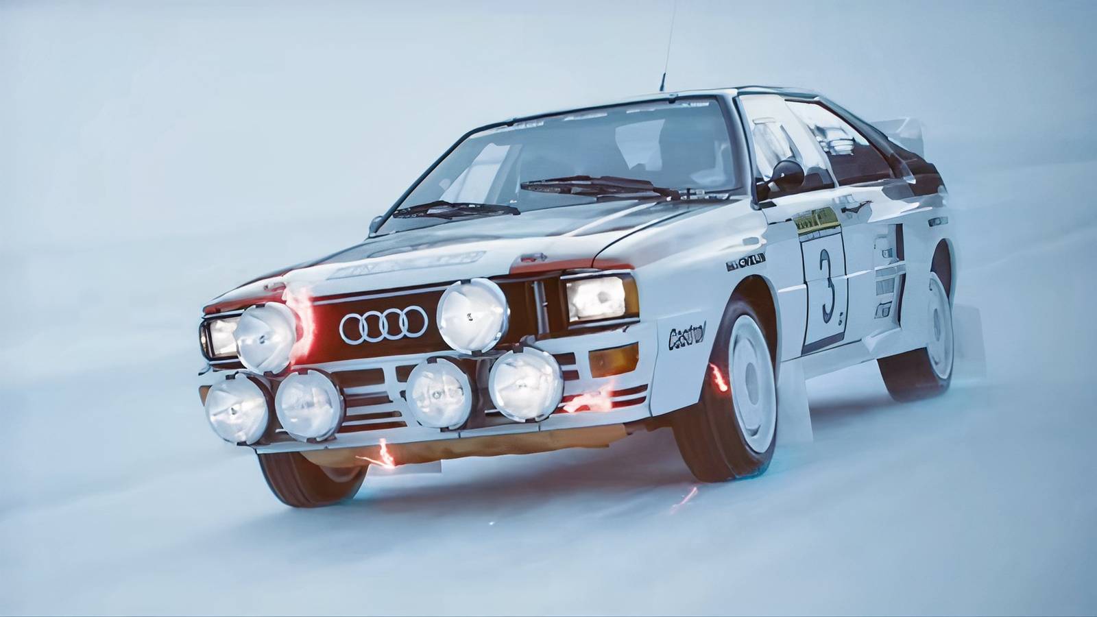 Audi F1 Drivers Drift Iconic Quattro Rally Car on Snowy Track