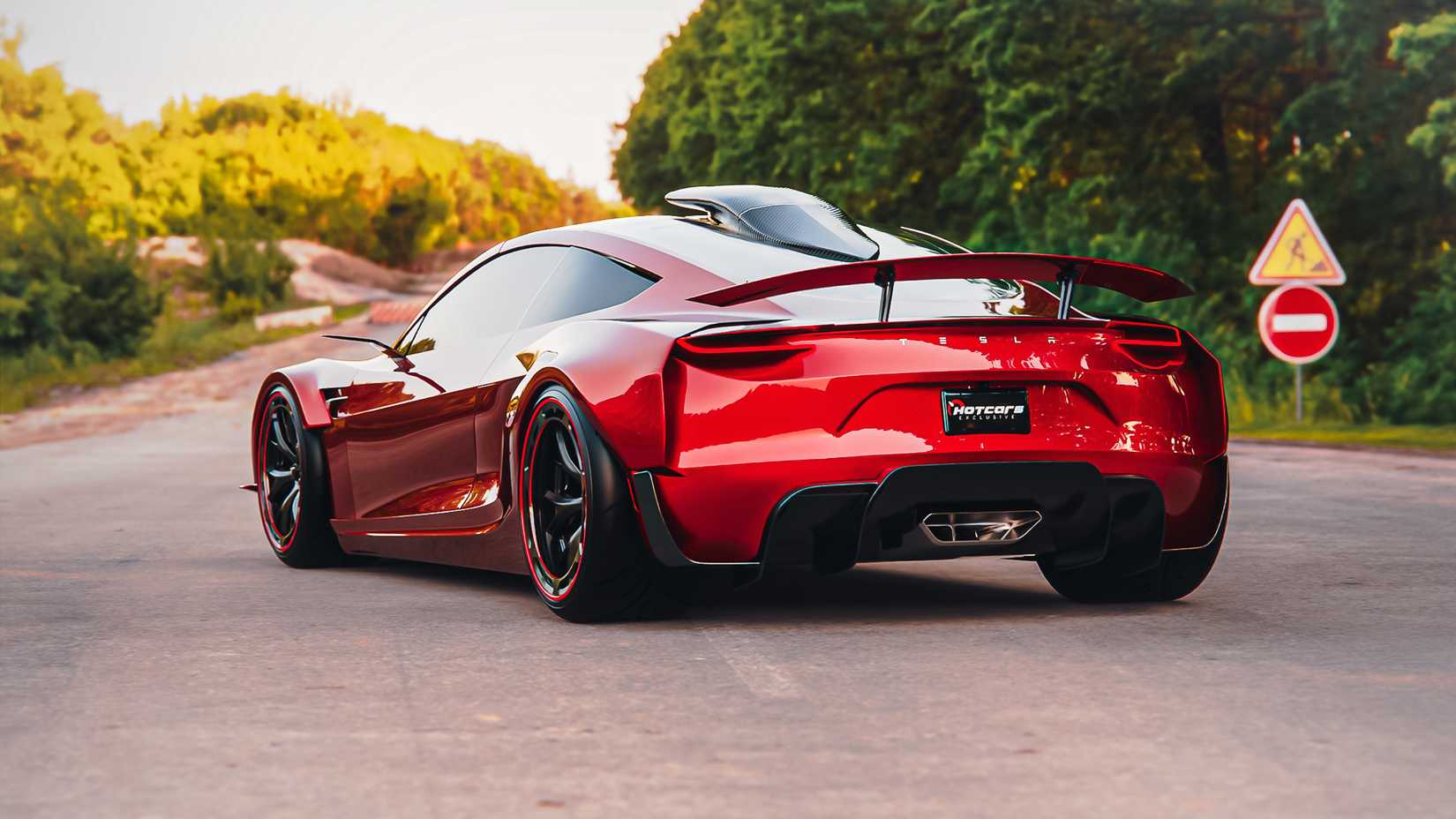 2028 Tesla Roadster Concept Ditches Rocket Thrusters For Mustang V8s