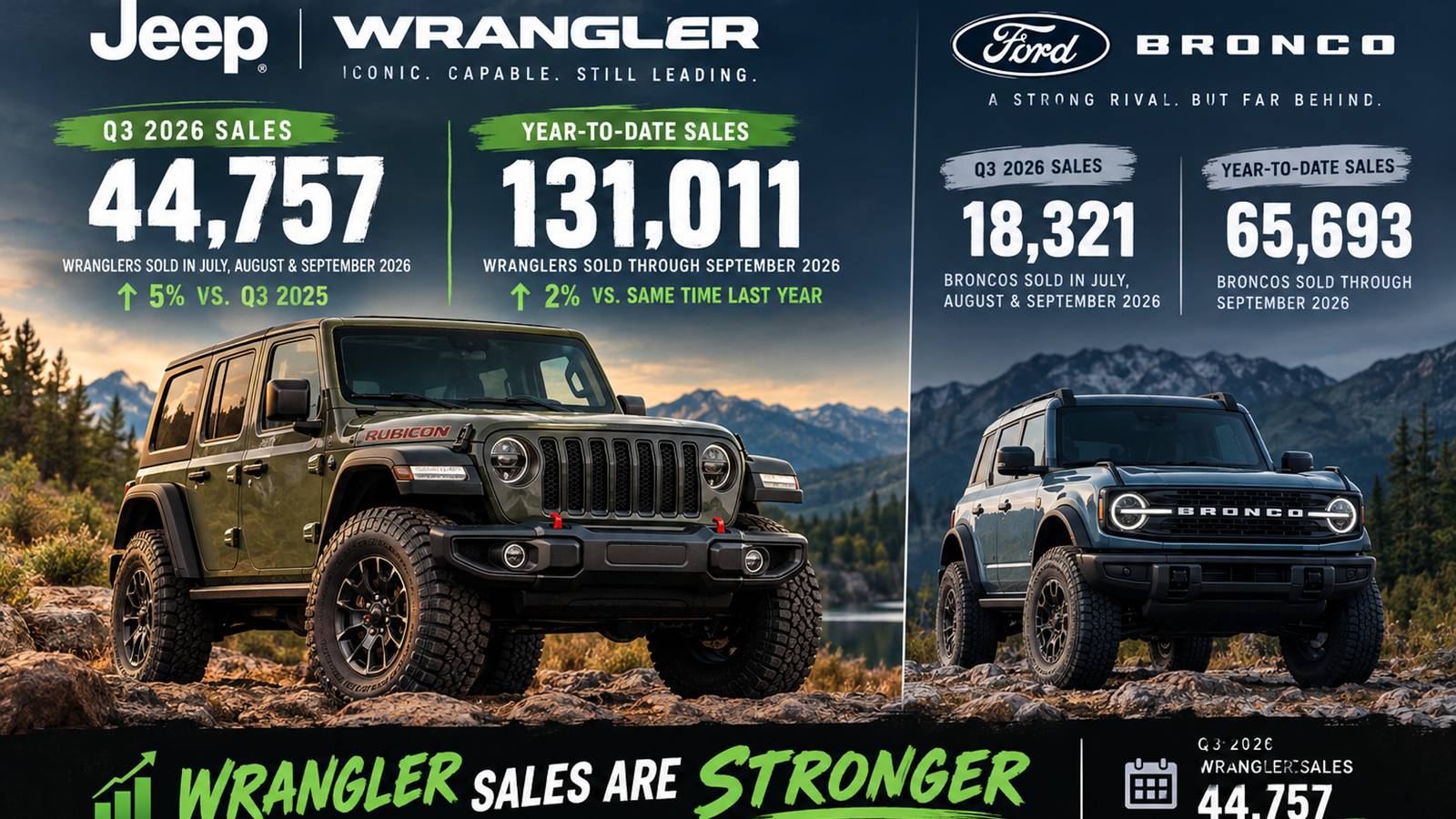 Jeep Wrangler Beats Ford Bronco In Q3 2026 Sales Battle