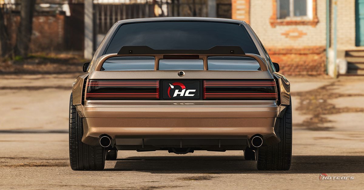 Renderização do Gold Fox Body Ford Mustang Restomod